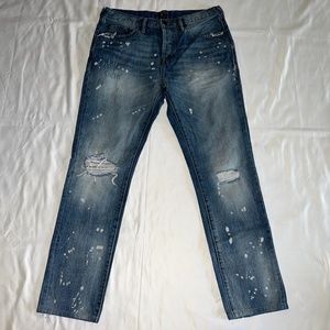Men's PRPS Distressed Jeans Button Fly Size 32 Paint Splatter Authentic